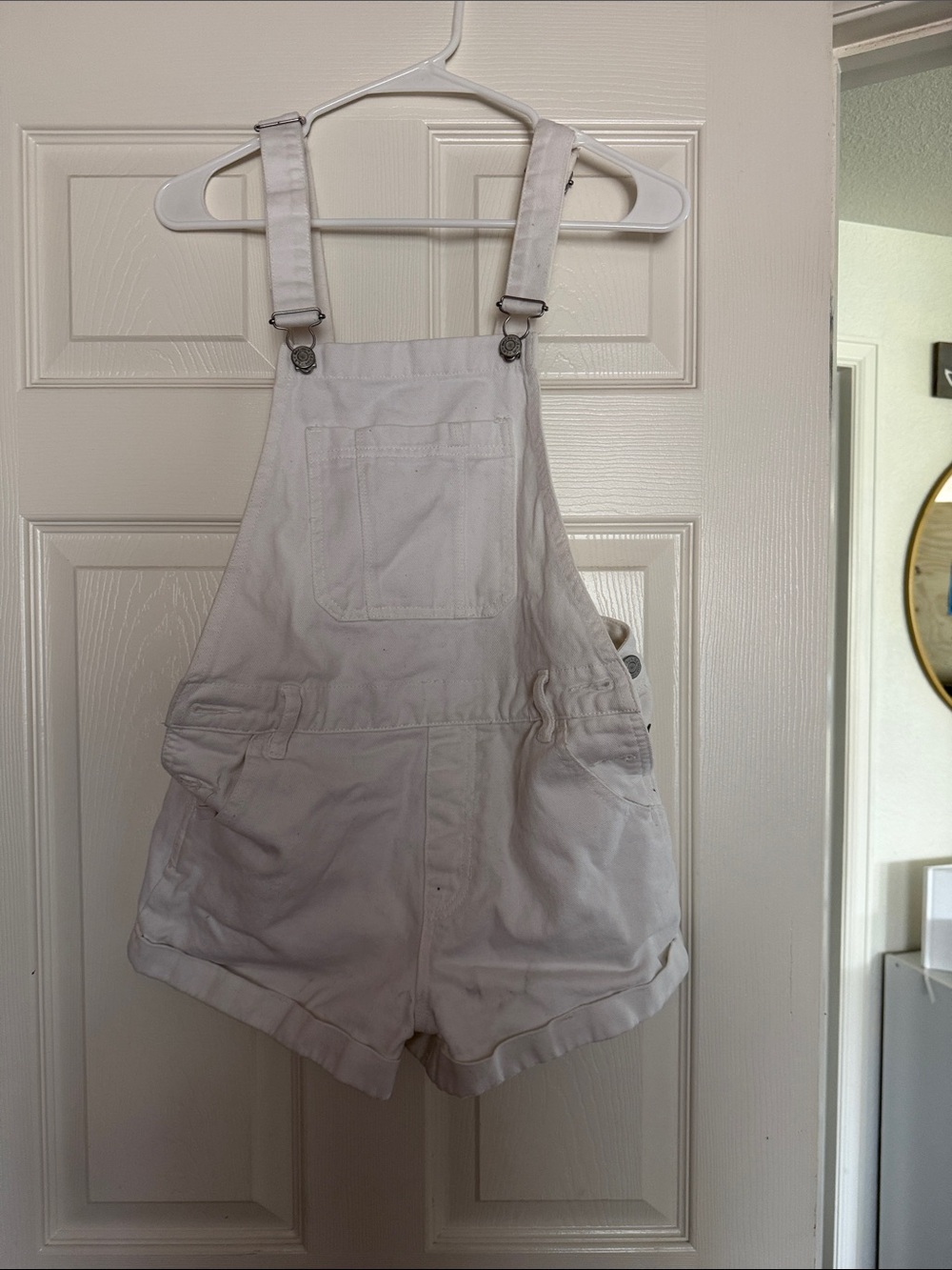 PacSun White Denim Short Overalls